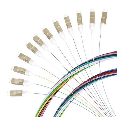 kaufen angepasste Längen 12 Kerne LC/APC-Singlemode Glasfaser Pigtail für FTTN-Verbindungen Online-Herstellung