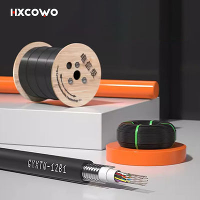 kaufen Hochgeschwindigkeits-HXCOWO-Aerial Einzelmodus GYXTW Außen 12Core G652D Tube HDPE Jacket gepanzertes Glasfaserkabel Online-Herstellung