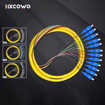 kaufen HXCOWO FTTN Fiber Pigtails 12 Cores SC LC Pigtail ST FC UPC/APC MM 50/125 62.5/125 on-line-Fertigung