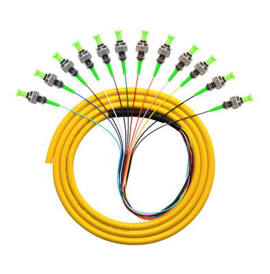 kaufen PVC LSZH HXCOWO ST APC Connector SM MM 12 Core 1M Or Customized Length Fiber Optic Pigtail on-line-Fertigung