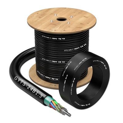 kaufen Black G72B1.3 G652D 36B1.3 PE Outdoor Armored Fiber Optic Cable For Overhead Pipeline on-line-Fertigung