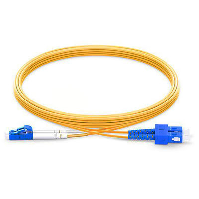 3m LC UPC To SC UPC Duplex 2.0mm Yellow Fiber Optic Patch Cord Single Mode For FTTX